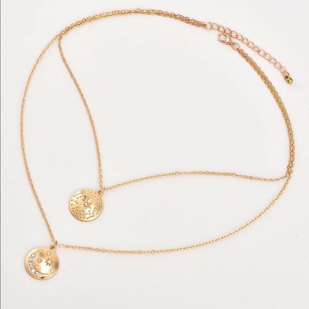 1 Left! Gold medallion double layered necklace - Picture 3 of 6